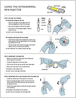 Illustrated instructions for the use of an intradermal pen injector